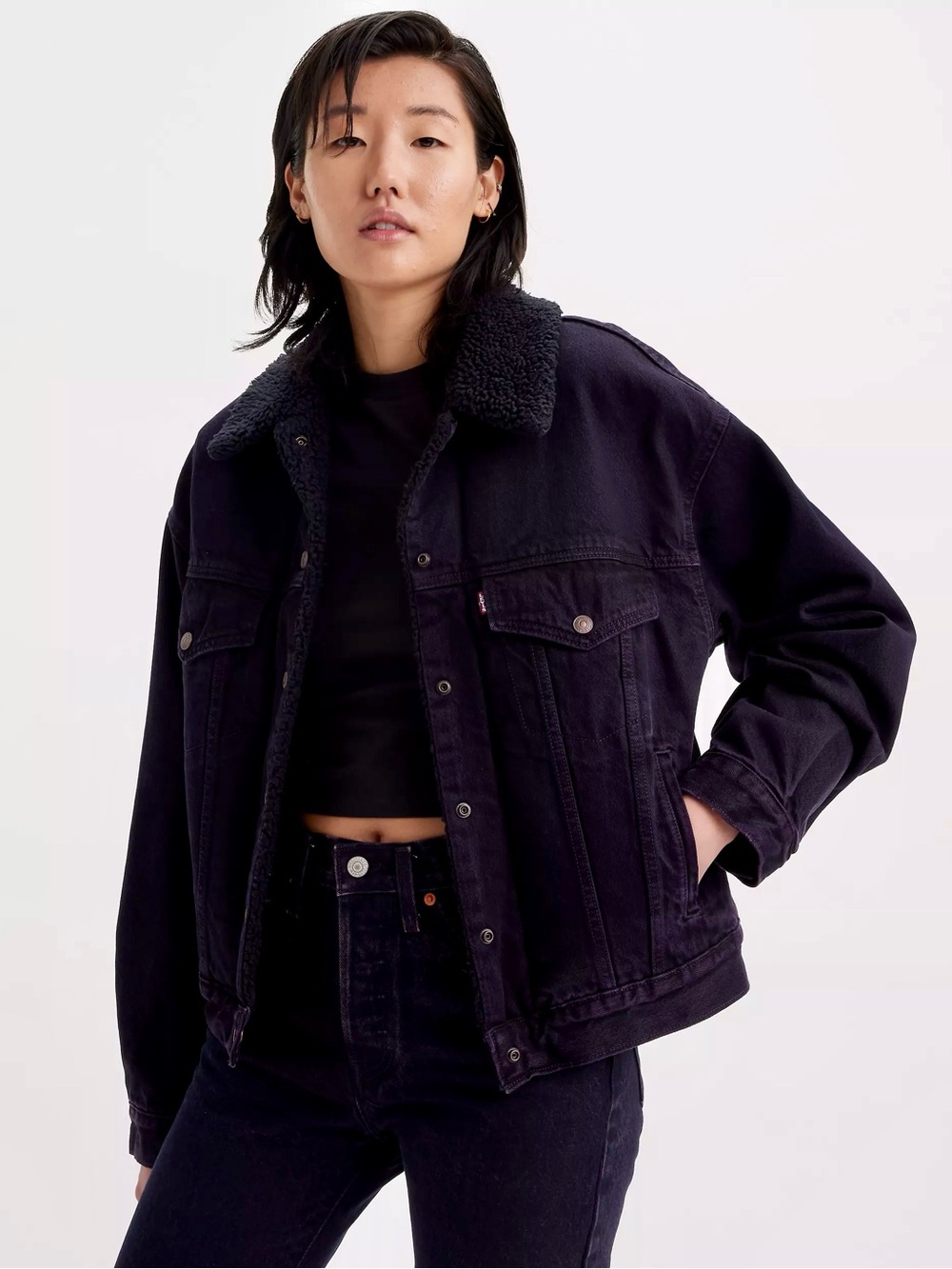 NWT - Levi Premium - 90’s Trucker Sherpa Collar Denim Jacket